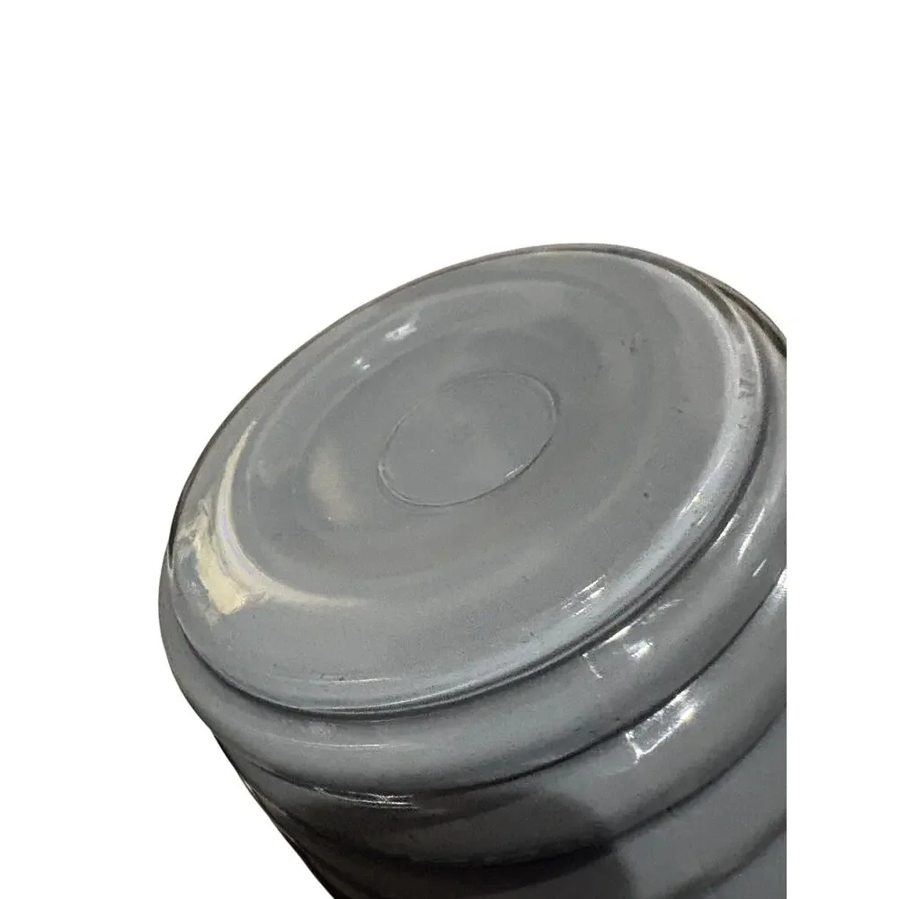 Vintage Gray Art Deco Revival Ribbed Wrapped Art Glass Vase 9.5” Anchor Hocking
